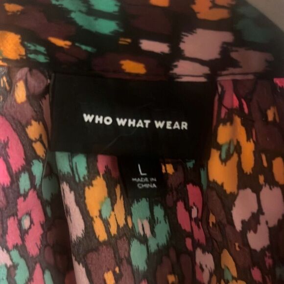 ✨Who What Wear Women's Balloon Long Sleeve Bow Cheetah Sz Large Blouse✨ - Picture 8 of 9